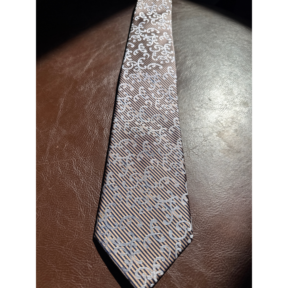 Men's Saxony Collection Patterned Necktie in Brown - Picture 4 of 5